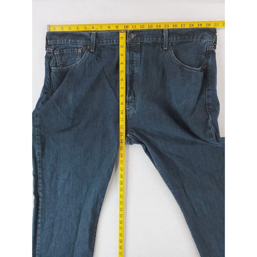 Levis 501 Jeans Mens 44x32 Blue Original Straight Button Fly Dark Wash Work Pant